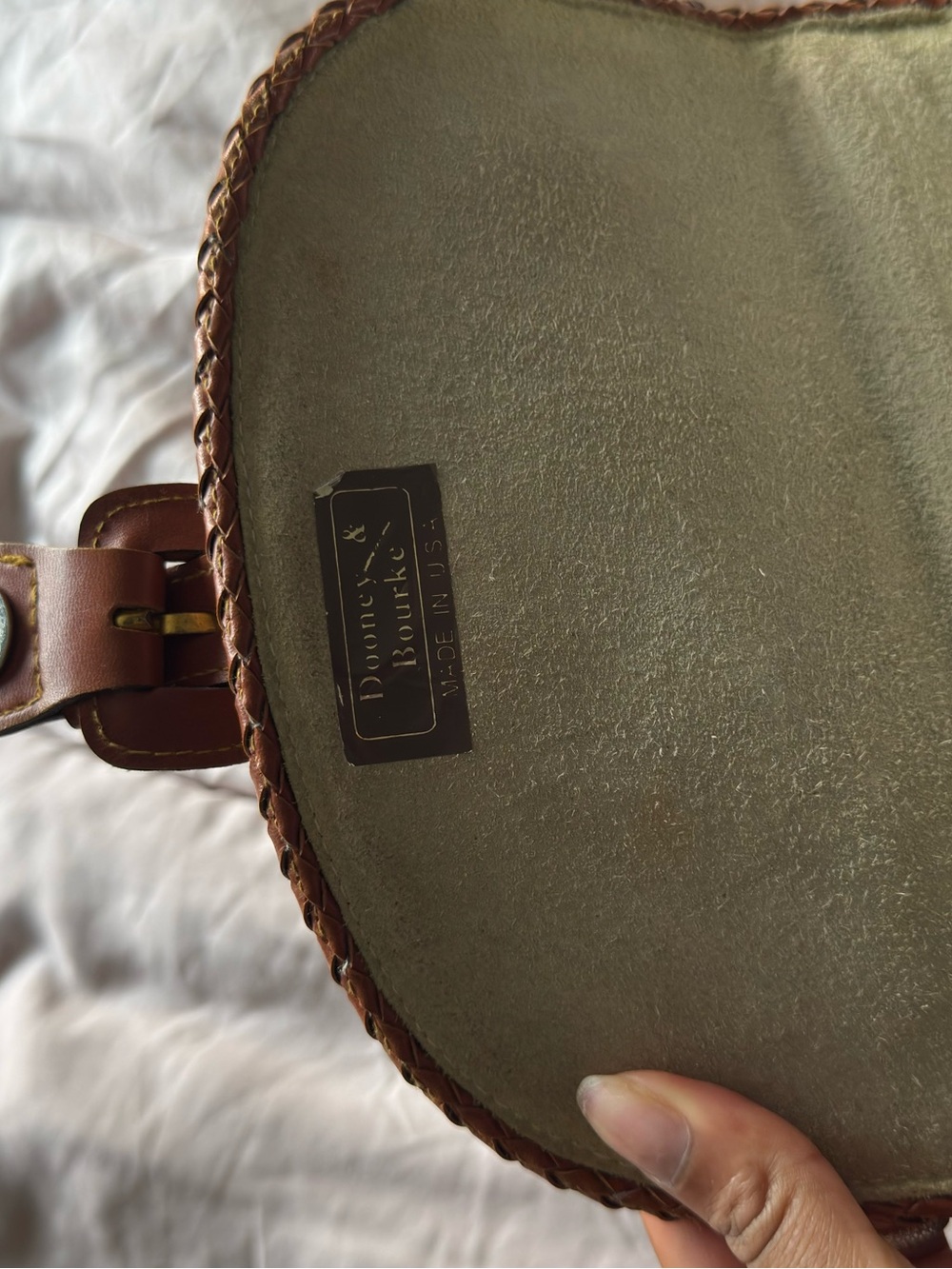 Dooney & Bourke Vintage Cream Pebbled Leather Top-Handle Bag with Tan Trim - Picture 4 of 7